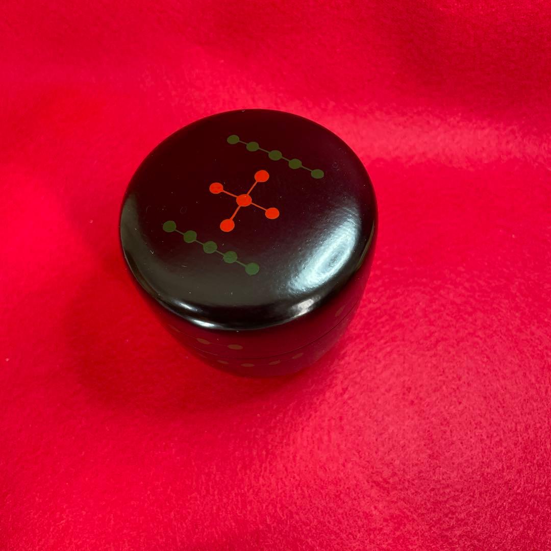 茶道具 木製棗 赤緑模様　圓能斎好　亀蔵棗　一峰作