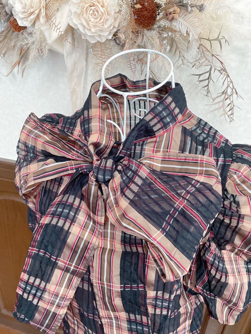 【美品✨】Sov. シルクオーガンジーチェックブラウス ダブスタ