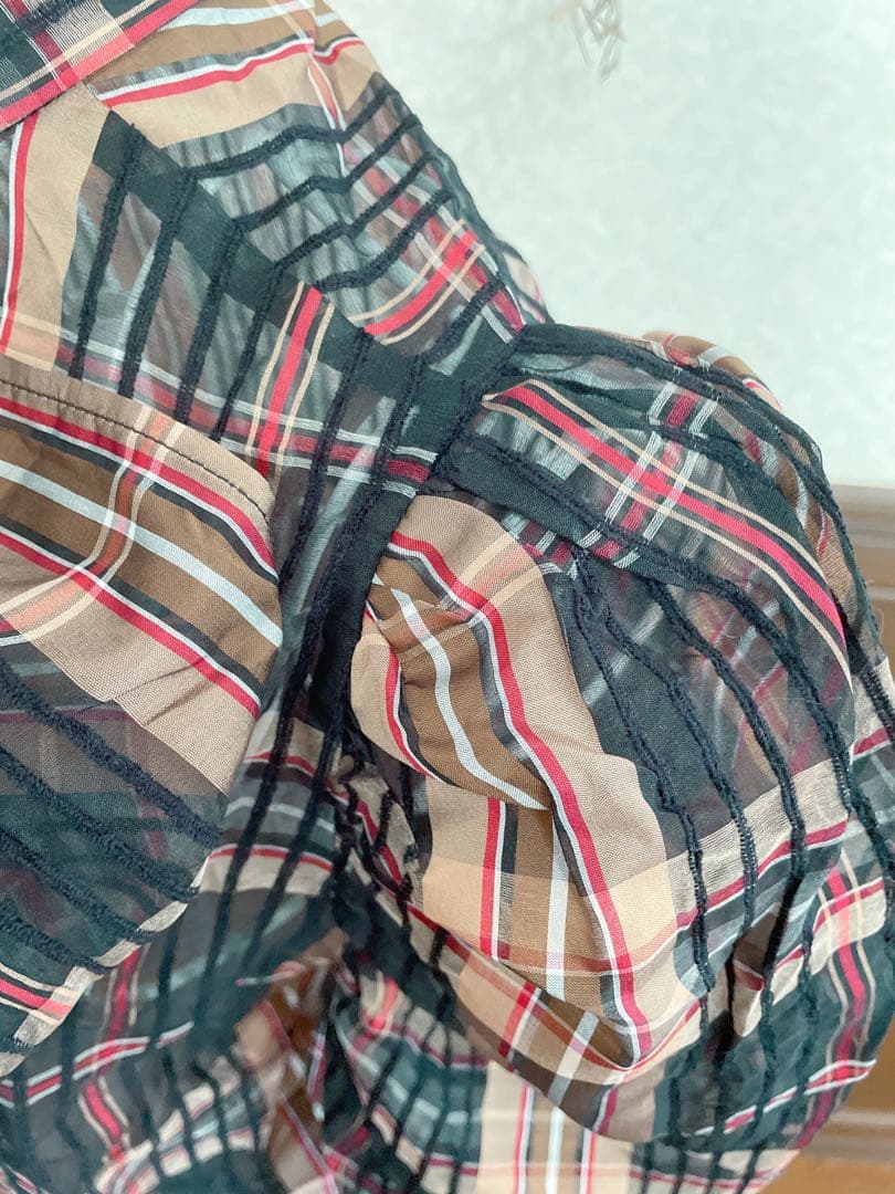 【美品✨】Sov. シルクオーガンジーチェックブラウス ダブスタ