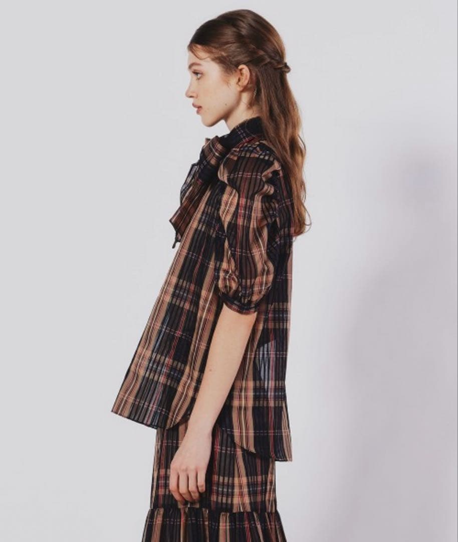 【美品✨】Sov. シルクオーガンジーチェックブラウス ダブスタ