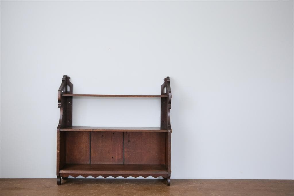 英国アンティーク木製ウォールシェルフ/飾り棚/キャビネット/ラック(89-212