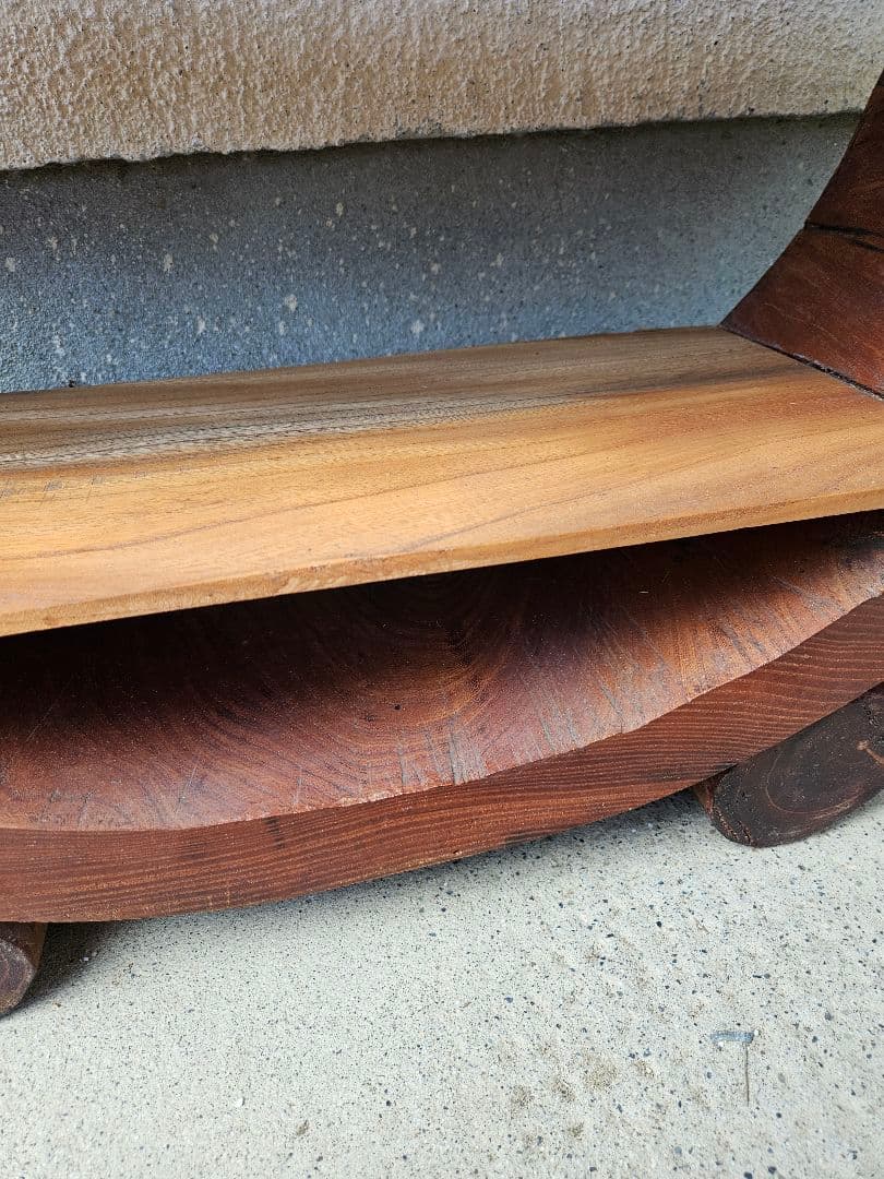 欅の飾り棚 木製 無垢 シェルフ オープンラック 丸型 和室 古民家 和モダン