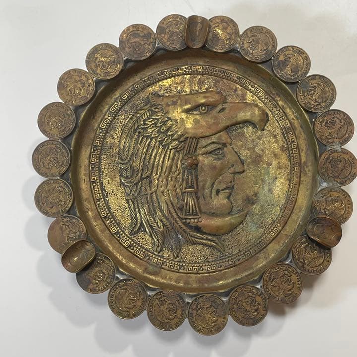 ビンテージ アンティーク 灰皿 メキシコ 貨幣  インディアン 硬貨