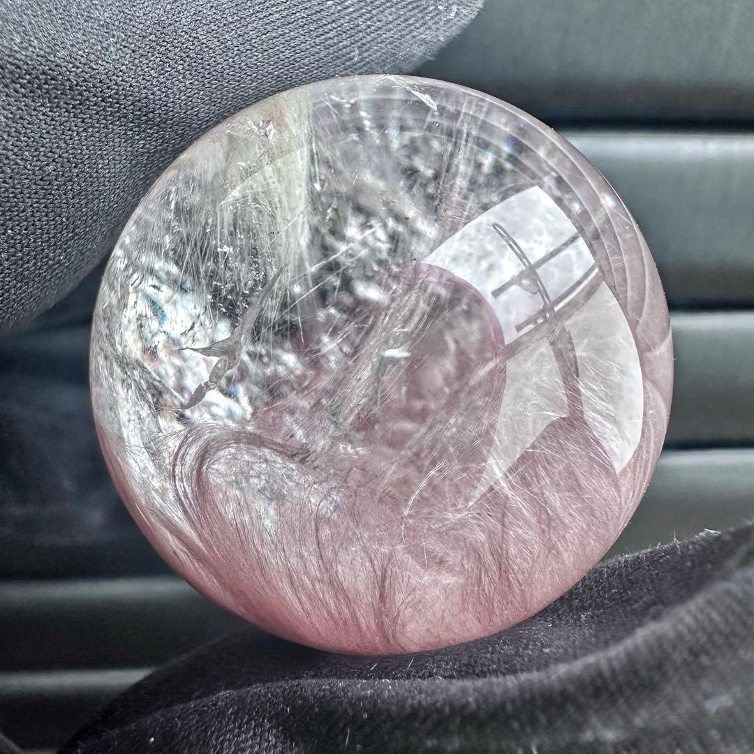 極上別格品❗️超美品♡レインボー☆ピンクサゲニティックインクォーツ丸玉A1295