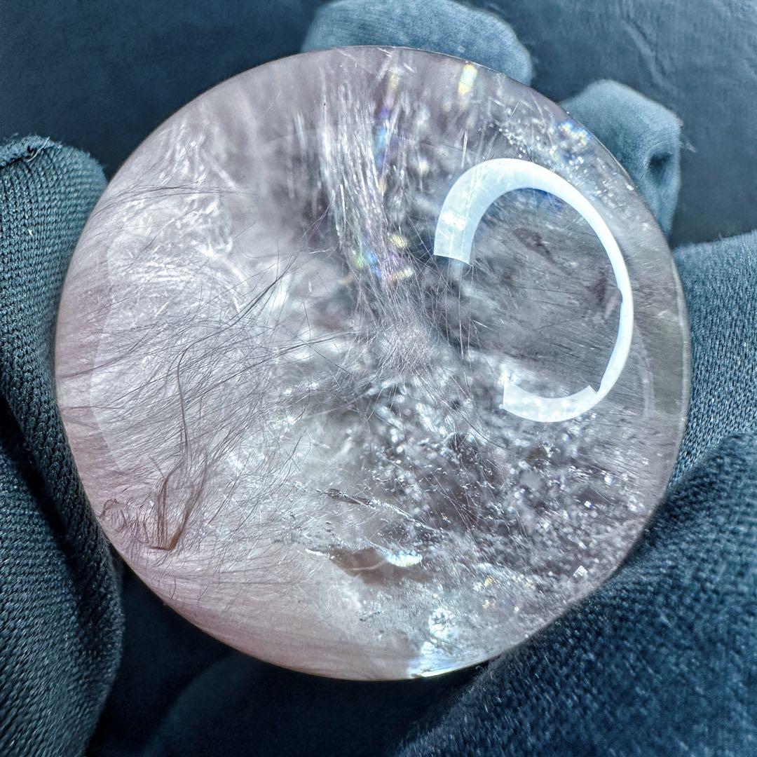 極上別格品❗️超美品♡レインボー☆ピンクサゲニティックインクォーツ丸玉A1295