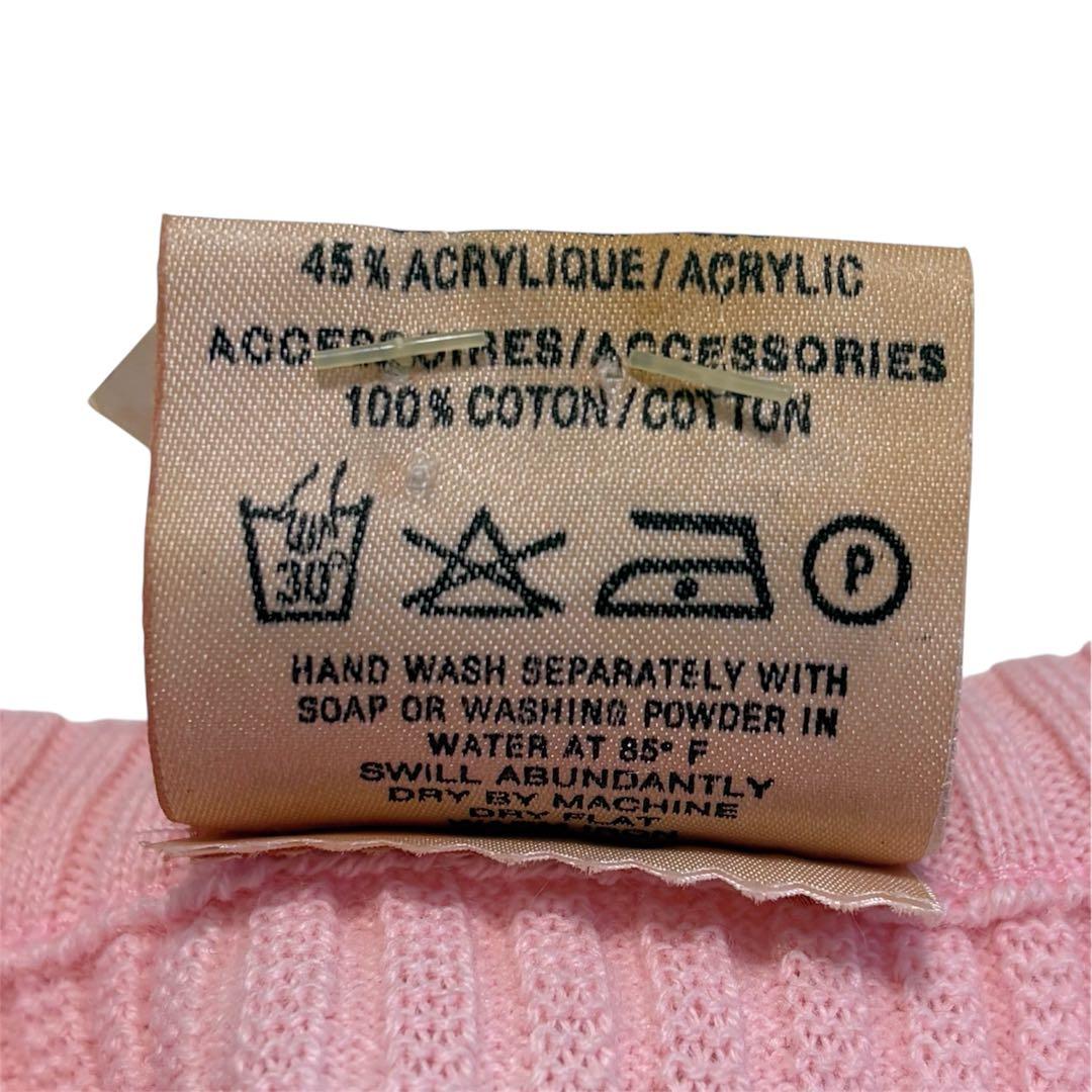 未使用　courreges　クレージュ　ロゴ刺繍　リブニット　フランス製　ピンク