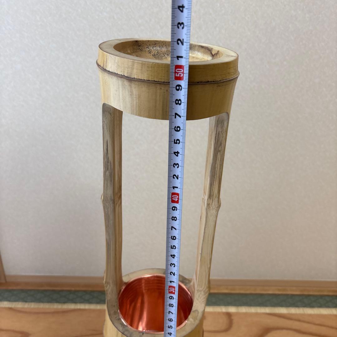 85 美品　根付き　一重切り　一重切　竹花入れ華道具　池坊