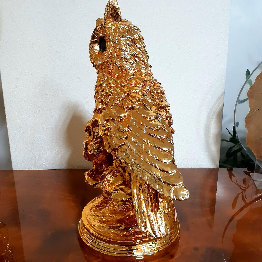 輸入雑貨　開運　金運　『ふくろうの不苦労な親子』　金色　ゴールドコーティング