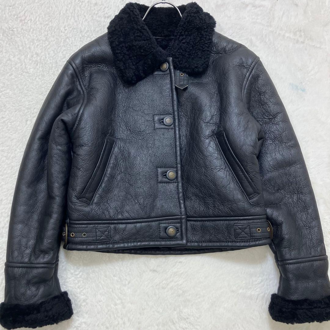 未使用級✨バナナリパブリック B-3 ジープスキン 本革 ムートンジャケット 黒