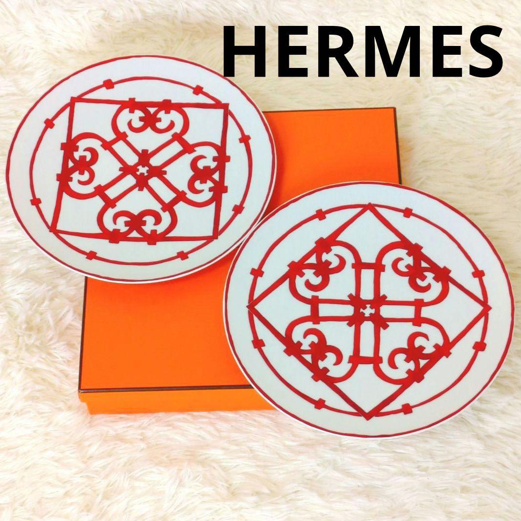 【未使用・箱あり】Hermès ガダルギヴィールディナープレート26cm 赤