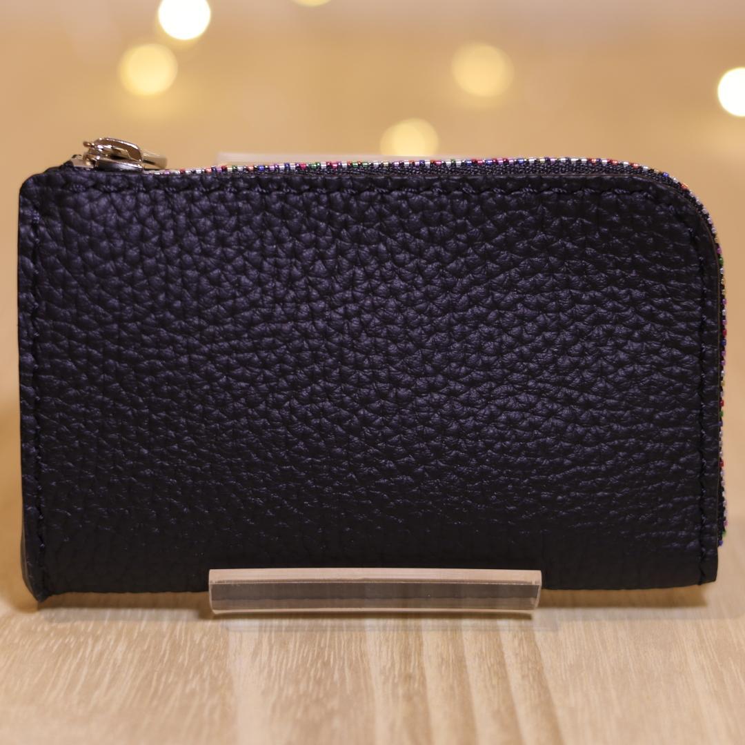 【056457】新品　ミニL字ファスナーウォレット　黒　ブラウニー