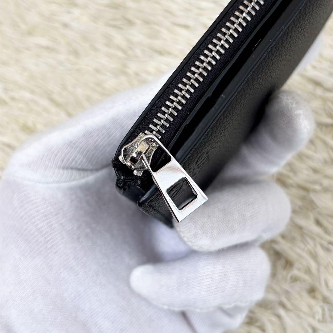 現行【極美品】ロエベ スリムコンパクトウォレット アナグラム ブラック 黒