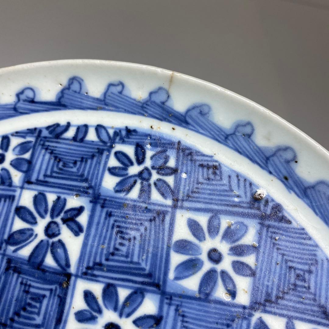 江戸初期　上手初期伊万里　染付中皿　合箱　約20㎝　東Y7-0331☆2Fトトヒ