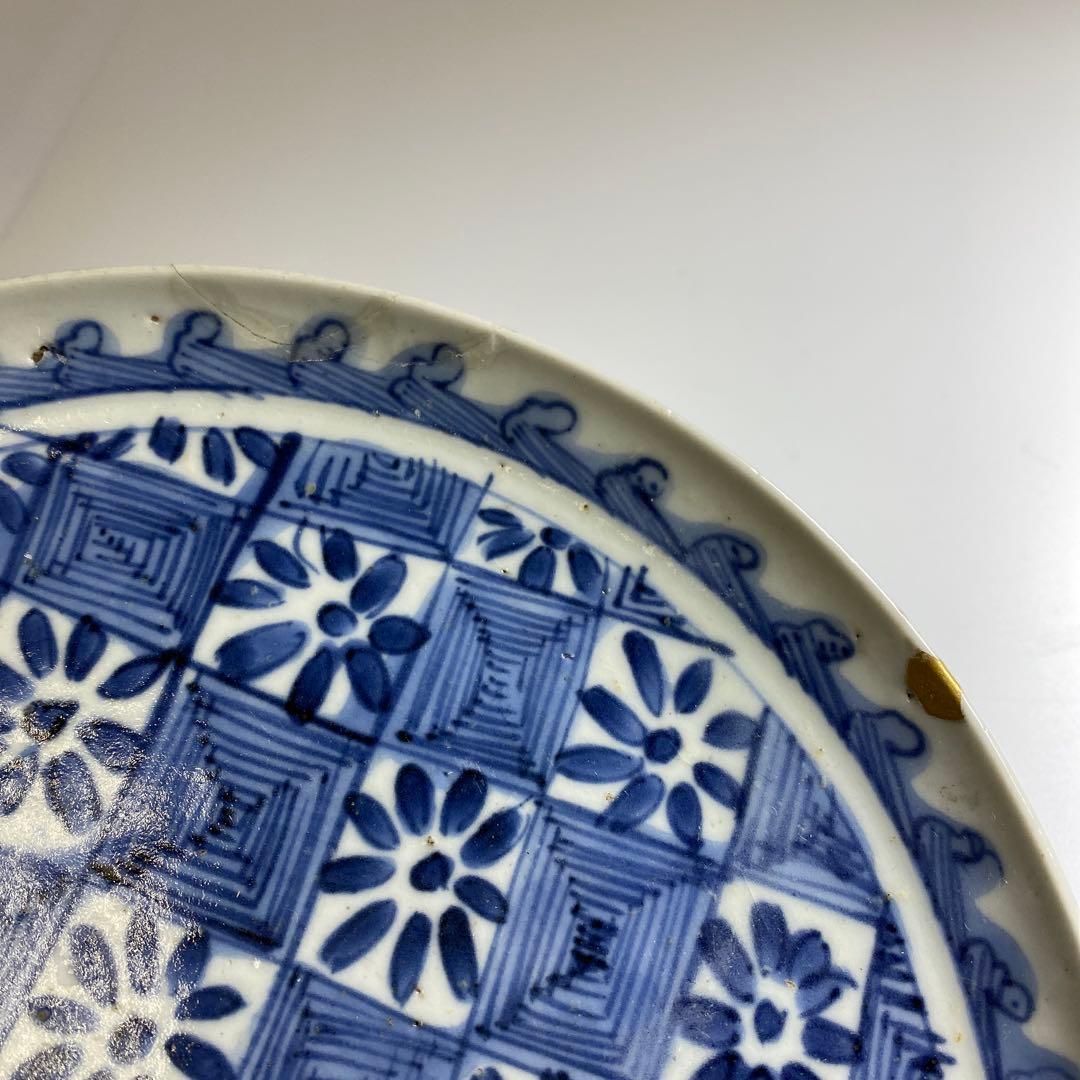 江戸初期　上手初期伊万里　染付中皿　合箱　約20㎝　東Y7-0331☆2Fトトヒ