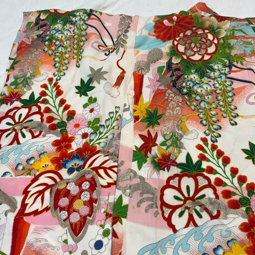 七五三　3歳　被布　着物　アンティーク　正絹　ピンク