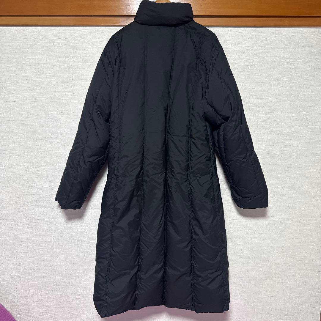 フェラガモ 黒 ロングダウンジャケット スタンドカラー L