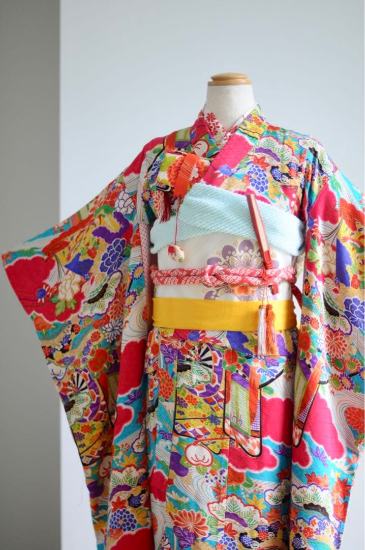 七五三 アンティーク 7歳 女の子 フルセット アンティーク着物 正絹 ピンク