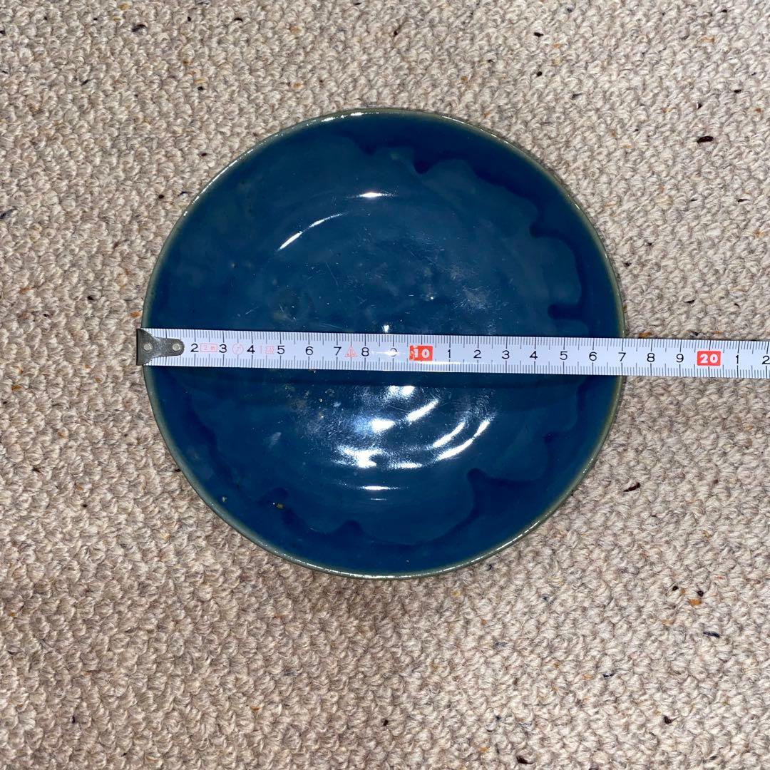 瑠璃色　皿　清時代　初期