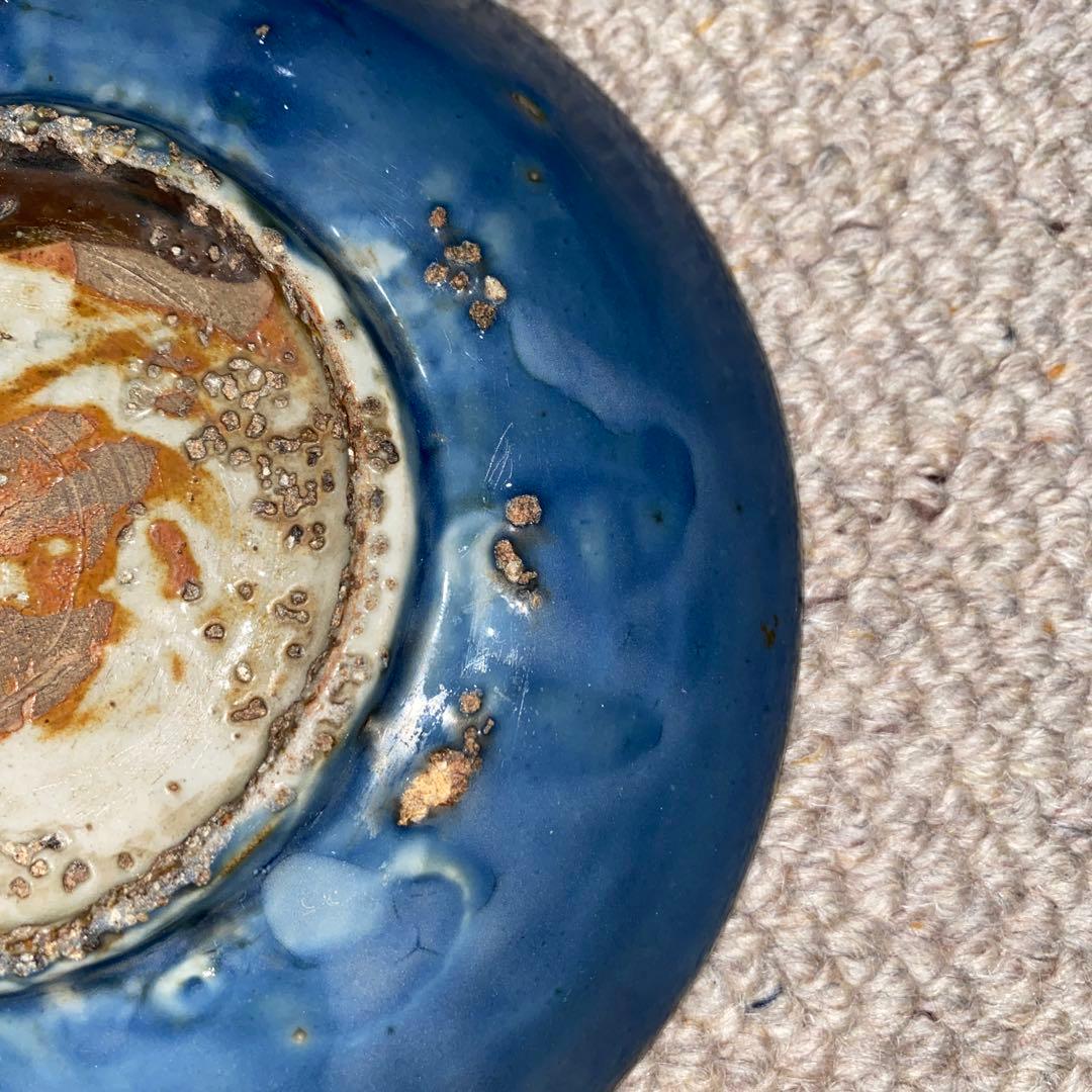 瑠璃色　皿　清時代　初期