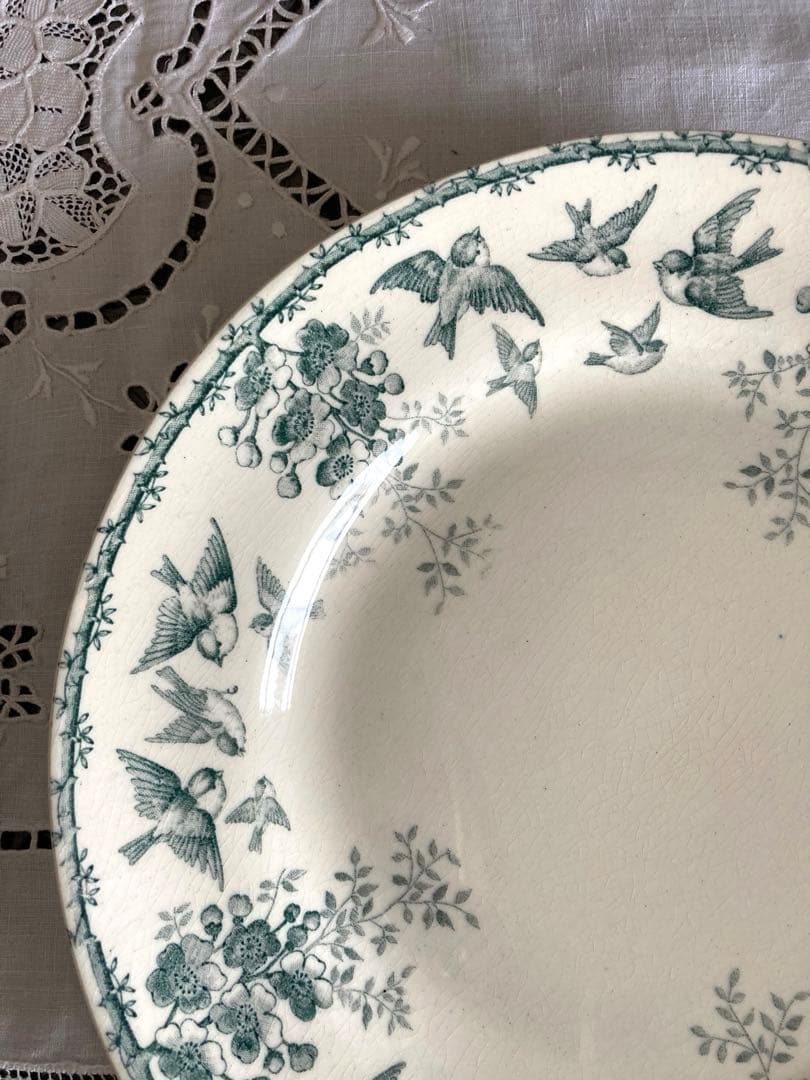 フランスアンティーク　ショワジールロワ　プレート　平皿　小鳥