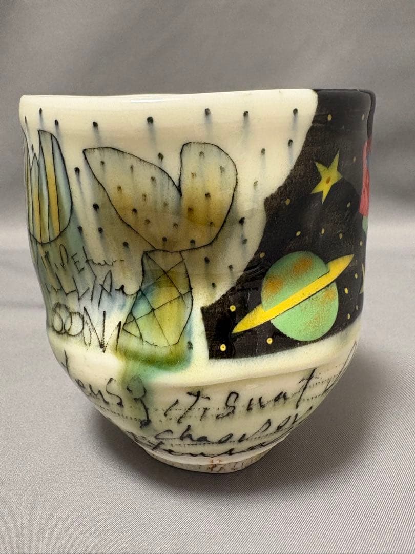 下和弘　色絵釉彩カップ　ロケット