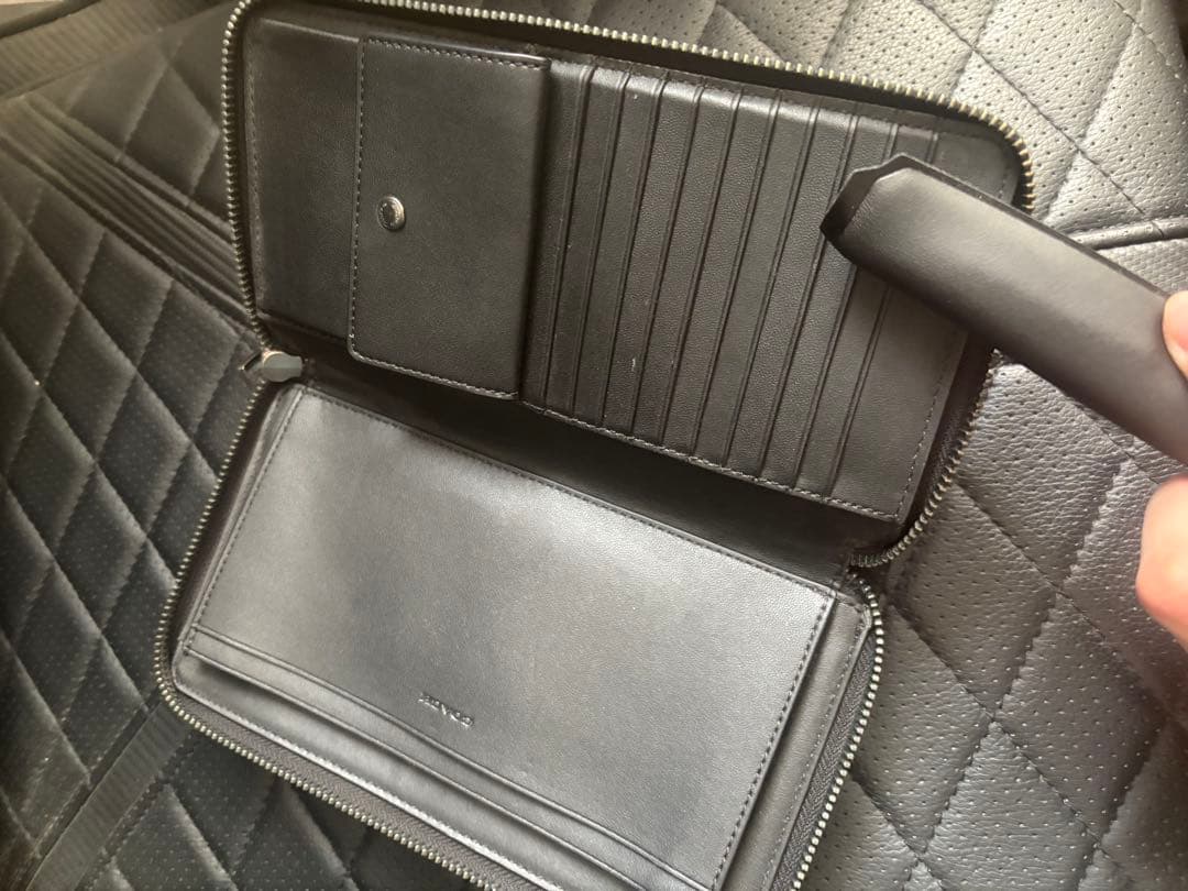 （美品】コーチ型押しトラベルオーガナイザー ダブルジップ セカンドバッグ