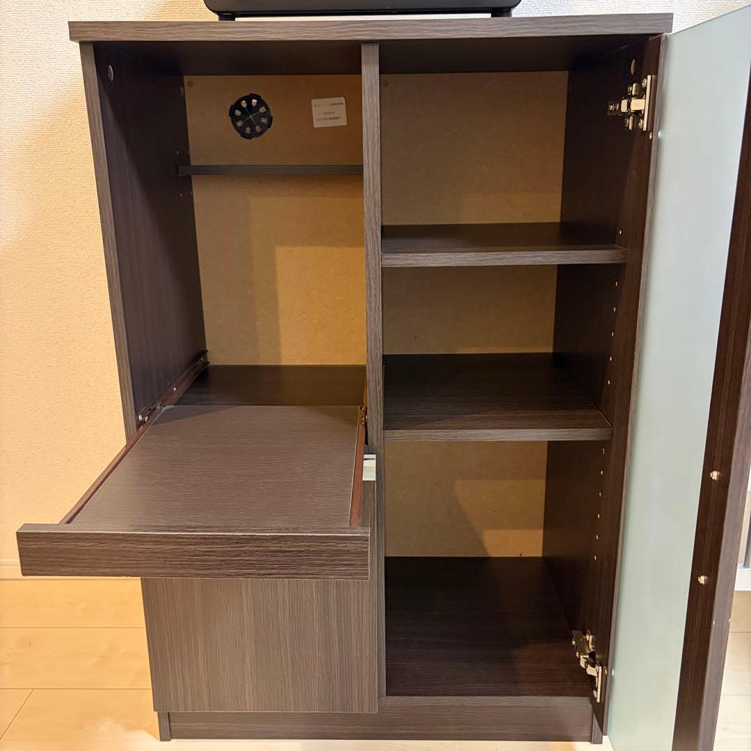 【引取り希望】NITORIダークブラウン レンジボード ガラス扉付き