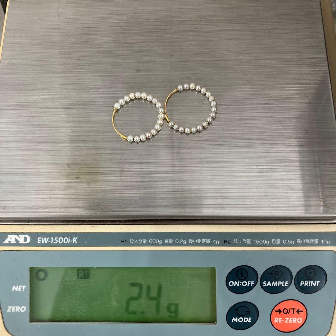 K18 ベビーパール　ループピアス