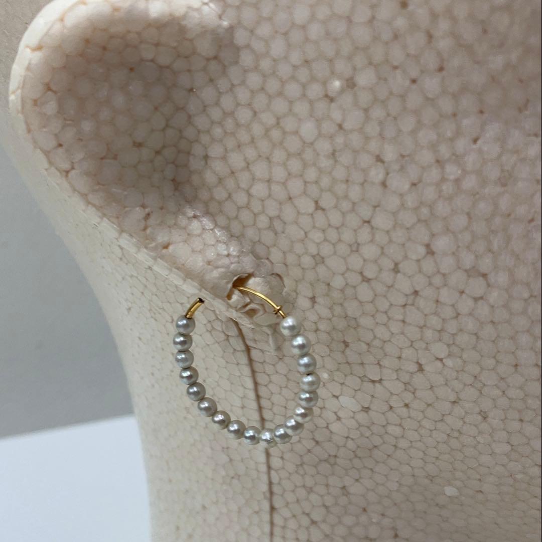 K18 ベビーパール　ループピアス