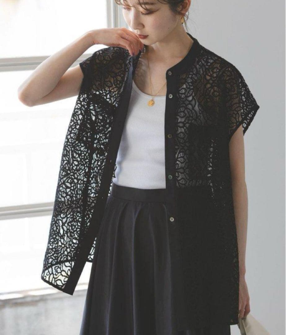 ノーブル✴︎フラワーレーススリーブレスブラウス✴︎イエナ