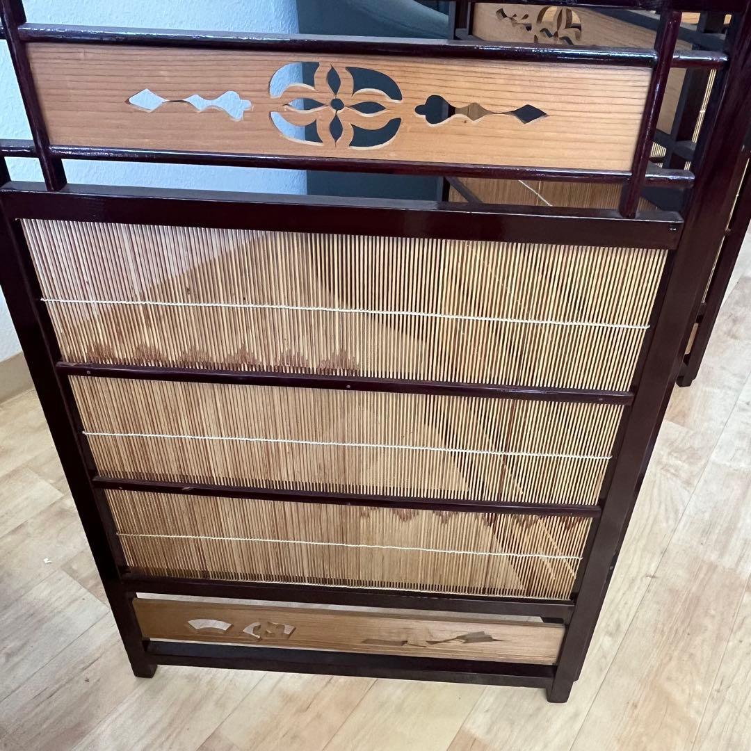 透かし彫り　簾屏風　衝立　パーテーション　間仕切り　昭和レトロ　古民家