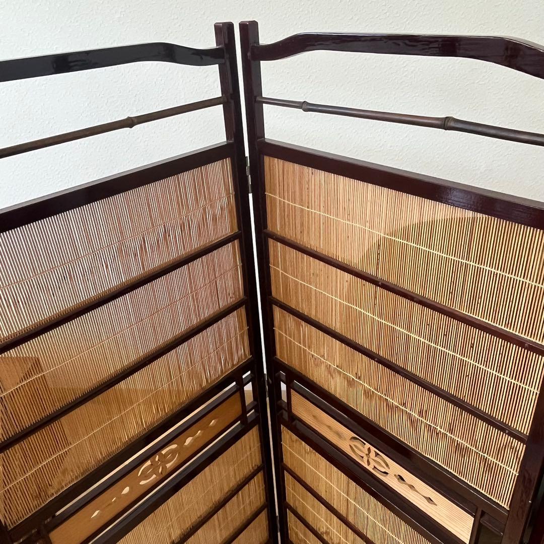 透かし彫り　簾屏風　衝立　パーテーション　間仕切り　昭和レトロ　古民家