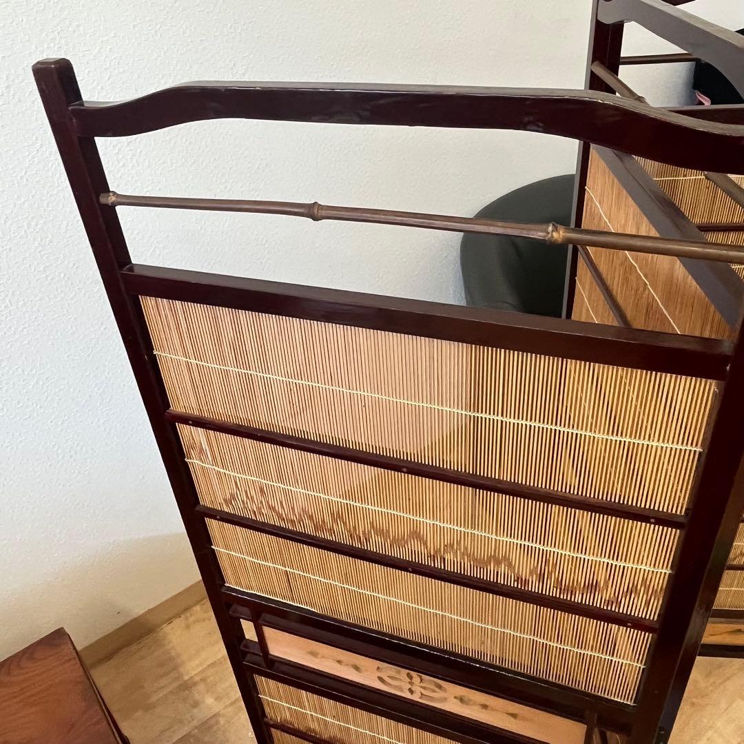 透かし彫り　簾屏風　衝立　パーテーション　間仕切り　昭和レトロ　古民家