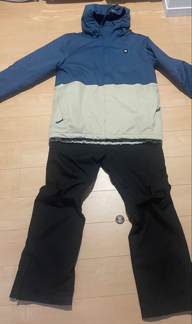 スノーボードウェア フード付き ネイビー ベージュ ビブパン　黒