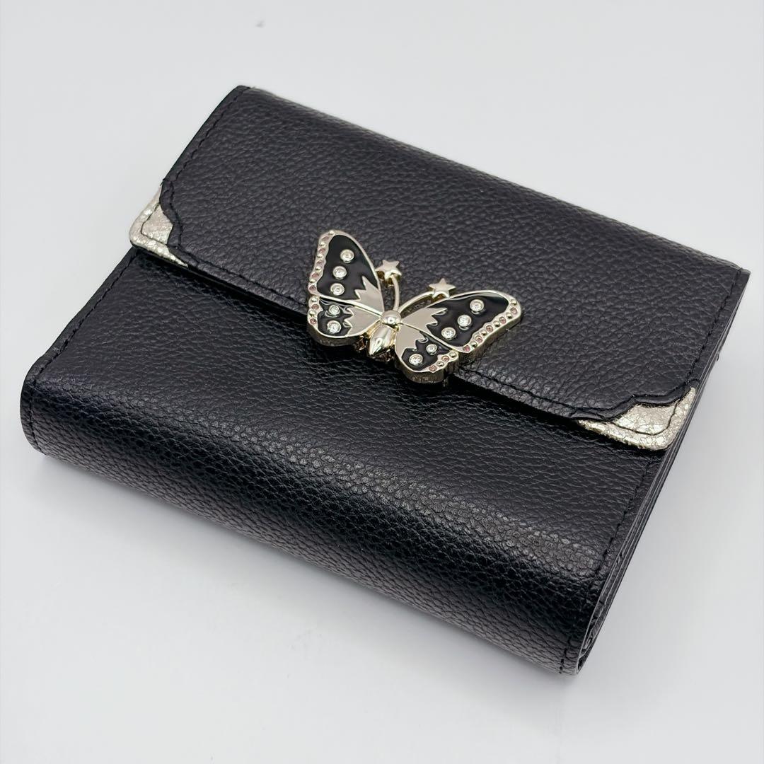 ANNA SUI アナスイ 財布 三つ折り ラムール レザー 蝶 バタフライ