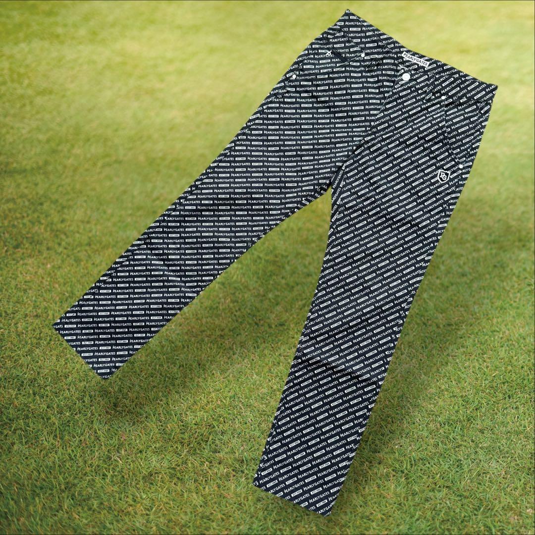 パーリーゲイツ　パンツ　総柄　紺　ネイビー　S〜M相当　コットン素材　生地厚　3