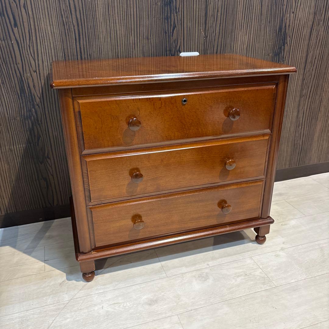 ブラウン木製チェスト 3段