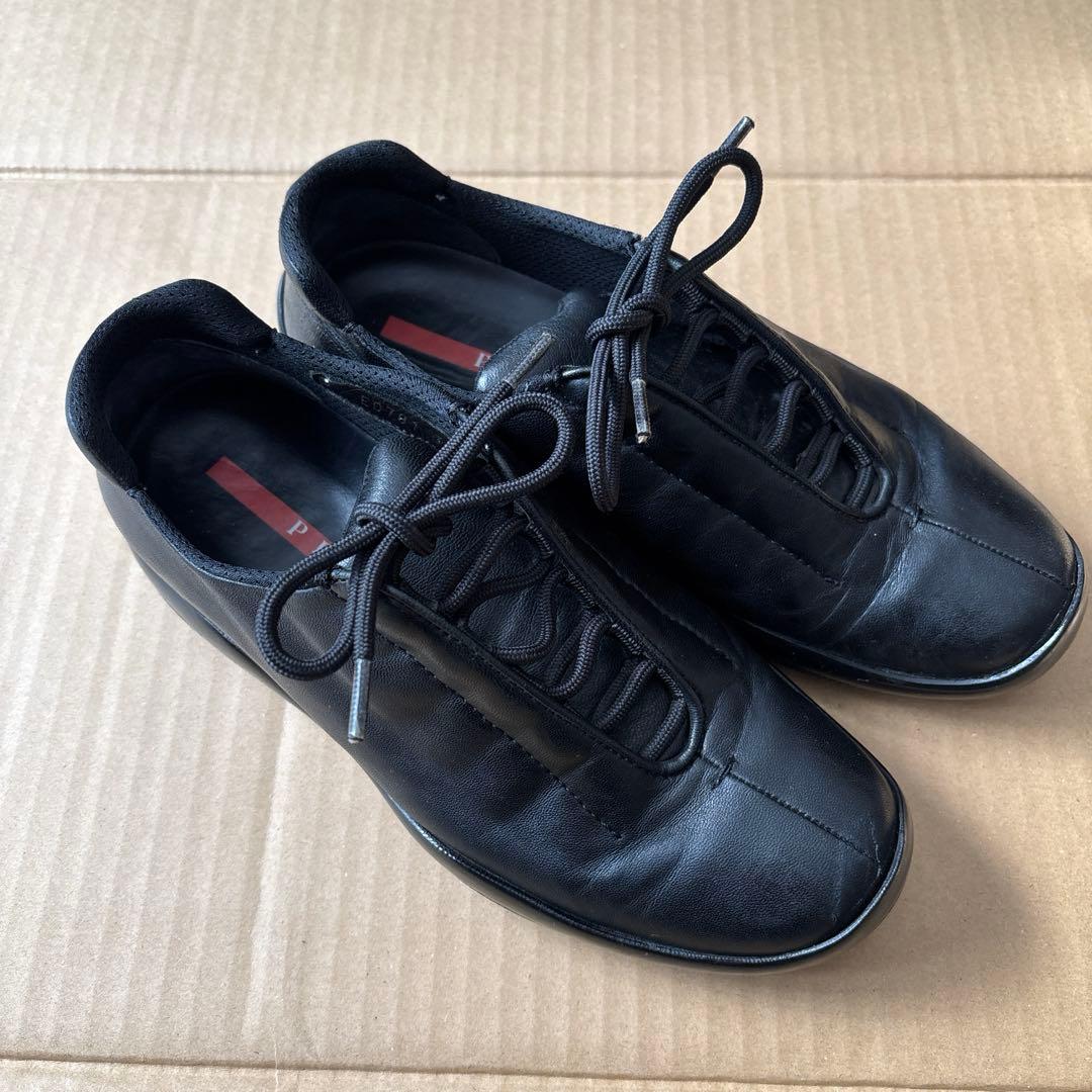 PRADAナッパレザースニーカー黒23.5