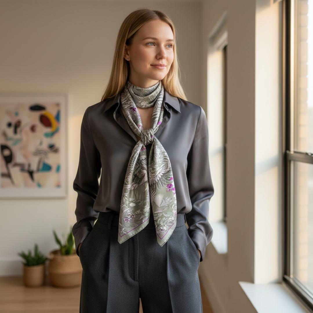 極美品　エルメス　カレ90 フラミンゴパーティー　スカーフ　シルク100%