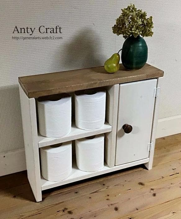 【サイズオーダー可】【引取可能】無垢材　目隠し扉がついた！トイレ収納 UN/Ｗ