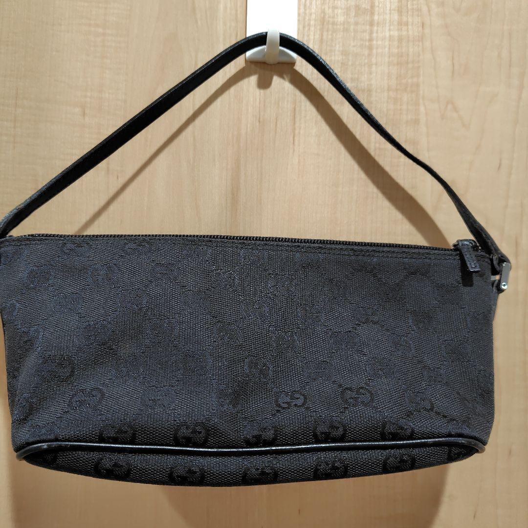 【GUCCI 】GGパターン アクセサリーポーチ ブラック キャンバス地