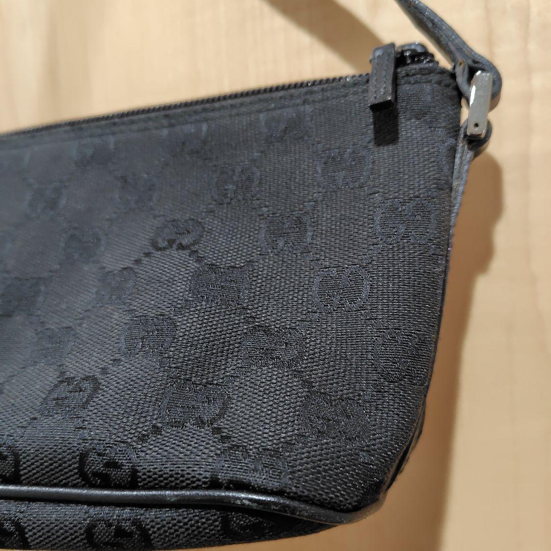 【GUCCI 】GGパターン アクセサリーポーチ ブラック キャンバス地