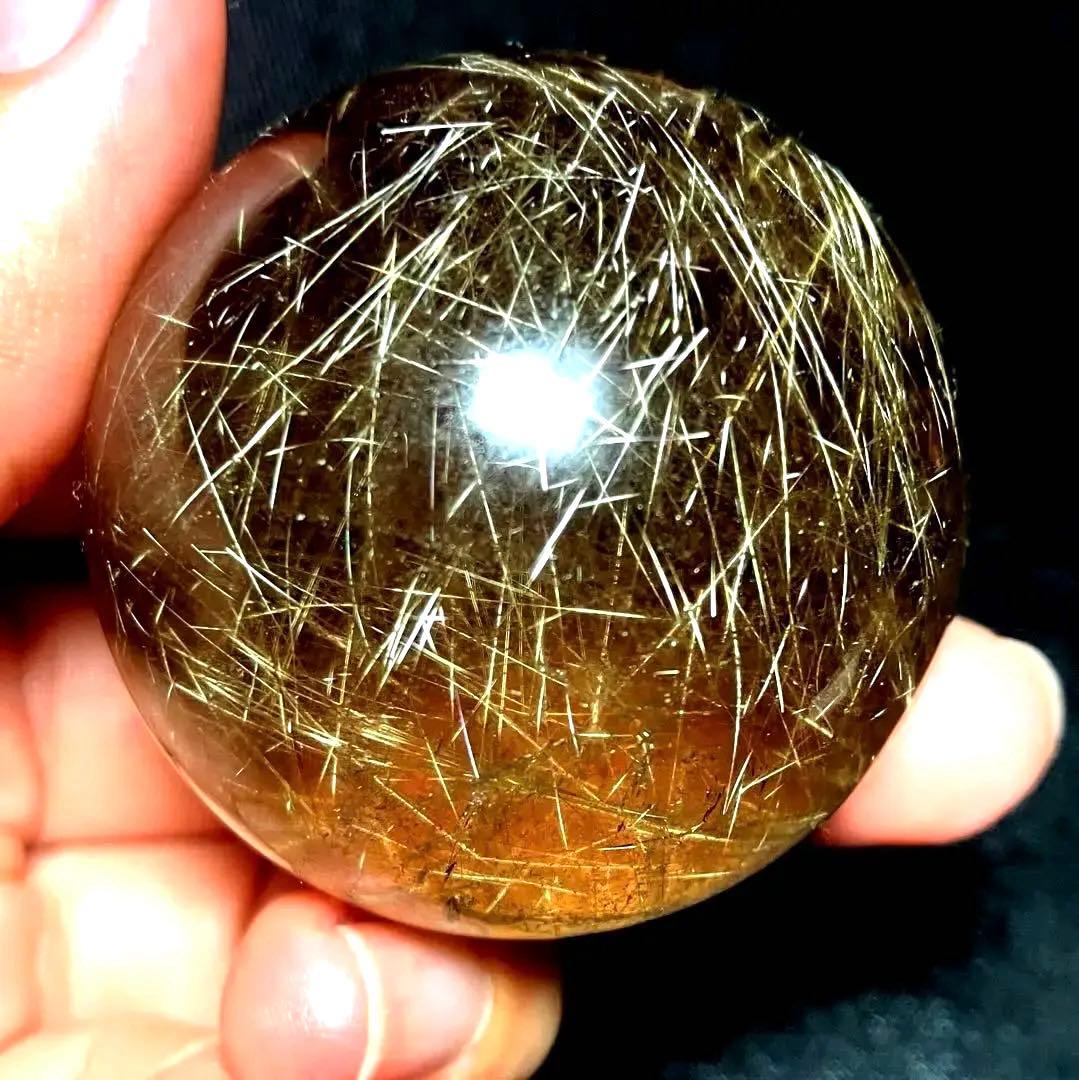 超絶綺麗✨45mm ゴールドルチルクォーツ　丸玉　スフィア　金針水晶