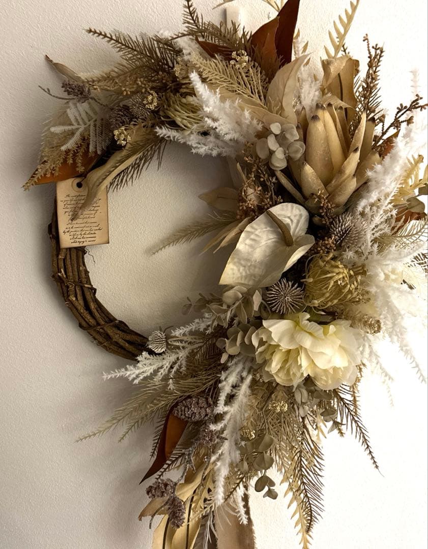 ＊フラワーリー＊　特大　玄関リース　プロテア　ネイティブフラワー