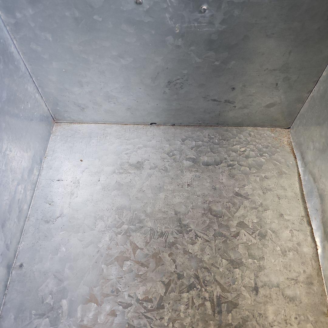 昭和レトロ/1950年代物】別注ブリキ製品ボックス 金属製ハンドル付き特大 刻印