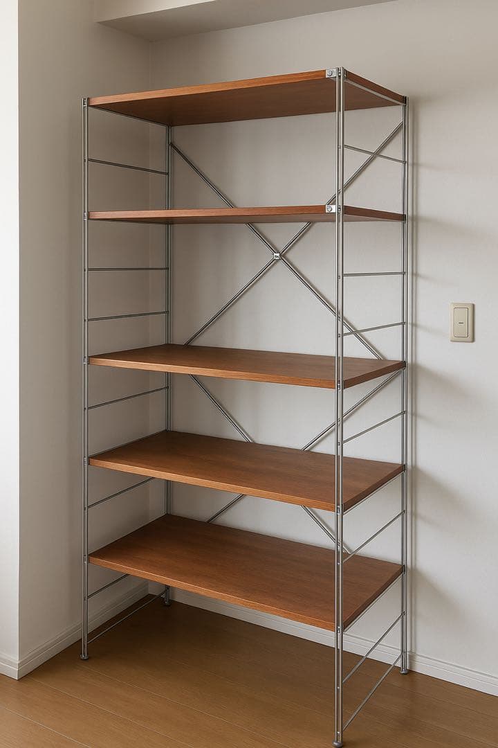 無印良品ステンレスユニットシェルフワイド大・ウォールナット材棚5段＋2段セット