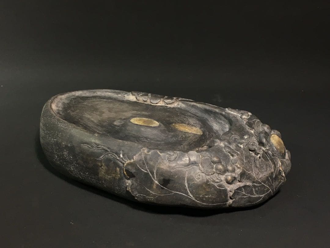 旧蔵 天然　骨董品 端硯 在銘　書道用文房具　文房珍品　アンティーク