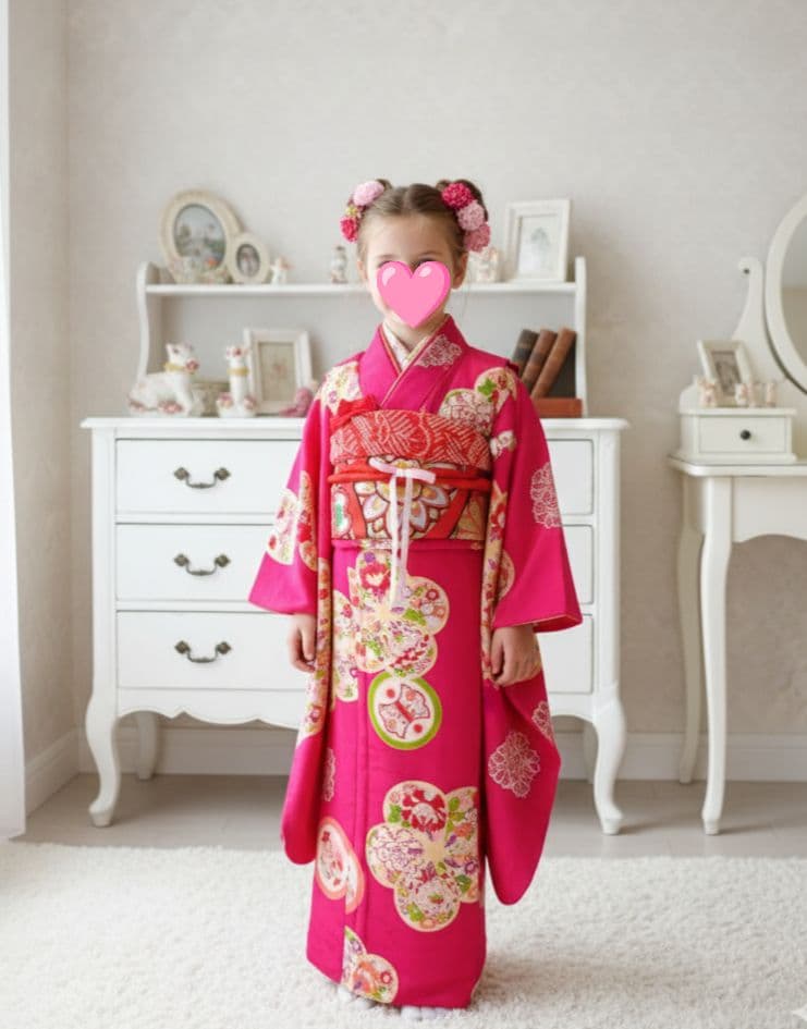 アンティークマゼンダ系ピンク着物と作り帯