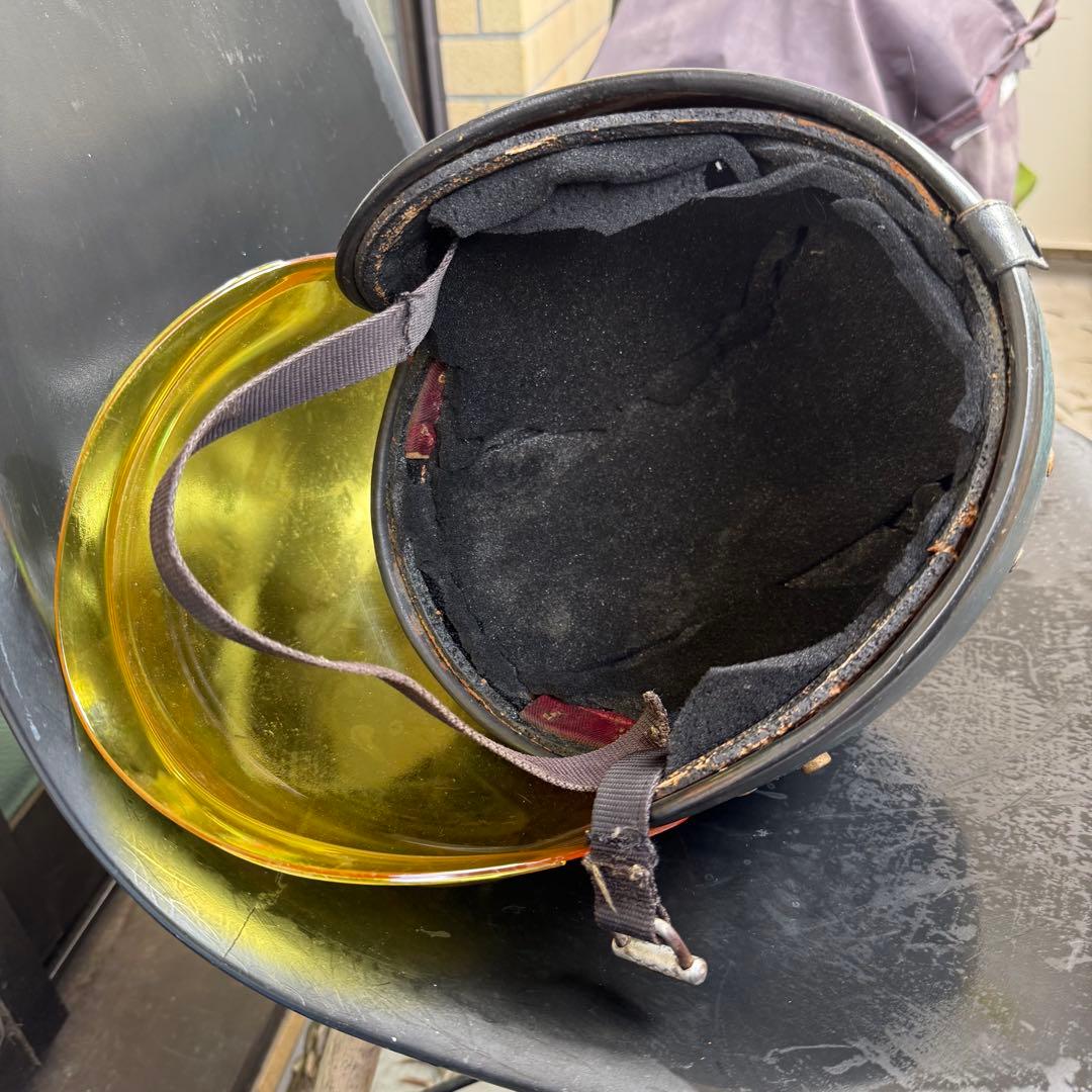 ヴィンテージ　ジェットヘルメット 1960年代　イエローシールド　装飾用　小帽体