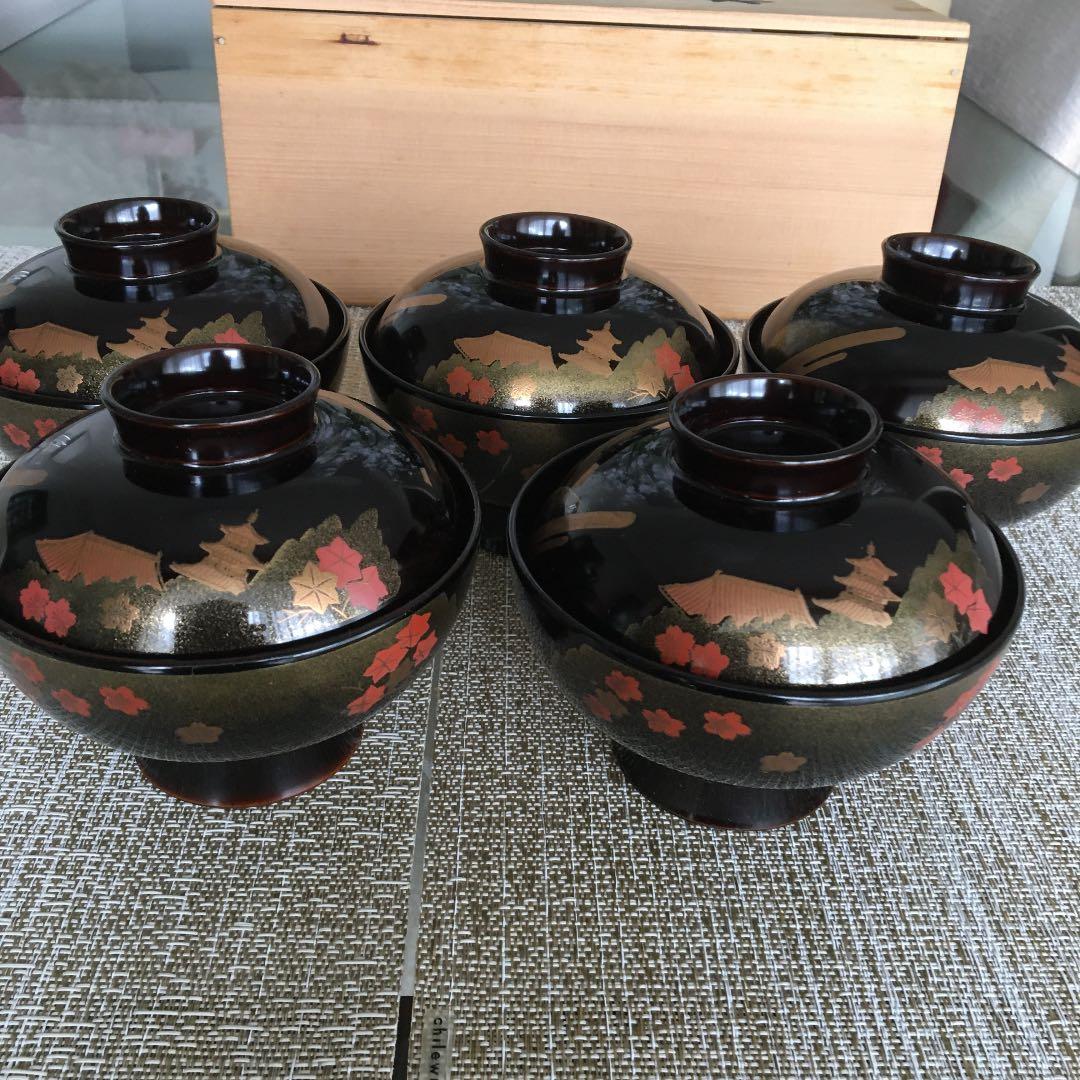 会津塗　吸物椀　5客セット